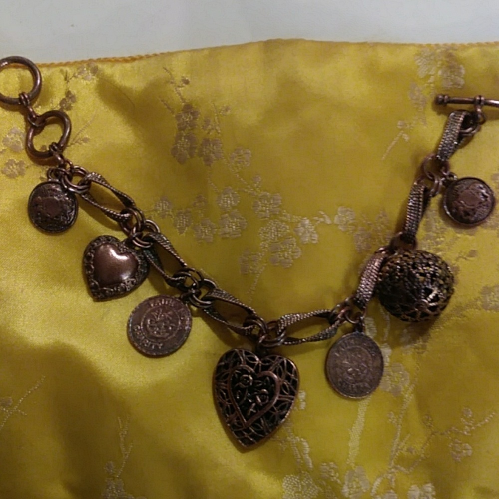 Vintage copper charm bracelet